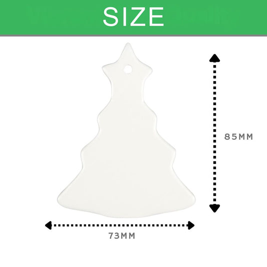 Sublimation blank double-sided Christmas tree ceramic ornament with gold string 85x73mm