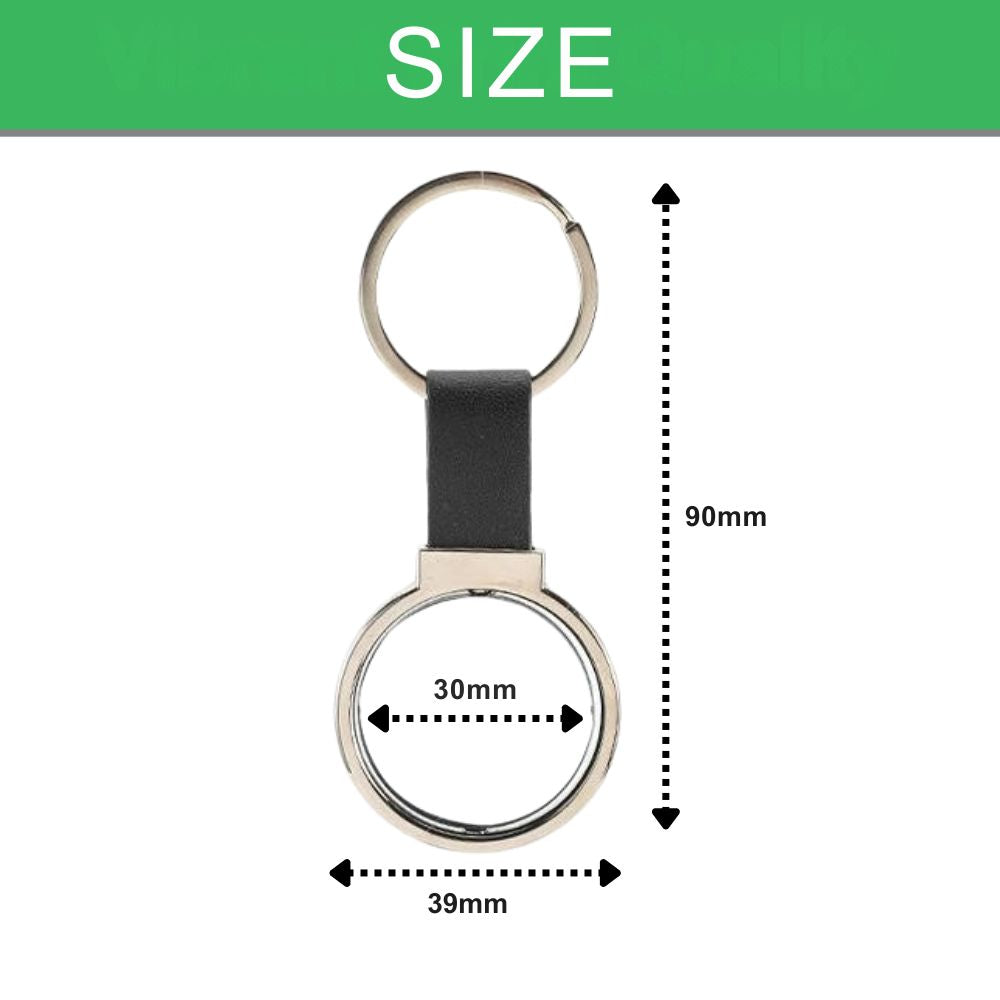 Double-sided Leather Strap Round Keychain