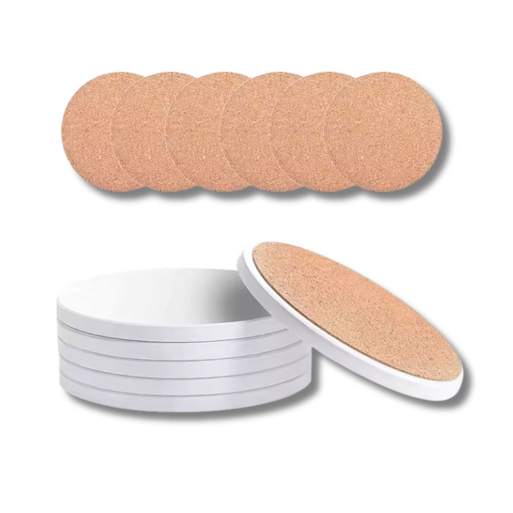 Round Sublimation MDF Coaster with Cork Base | DIY by INNOSUB USA