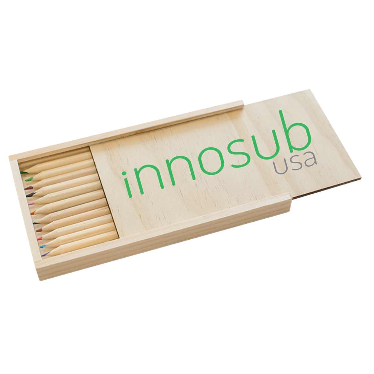 PlyWood Brush-pencil Box with 12 pcs color pencils innosub usa DIY