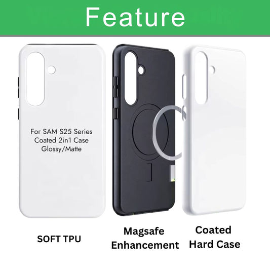 Sublimation Blanks 3D Magnetic Phone Cases for Samsung S26|S25|S24: 2-in-1 Tough Case