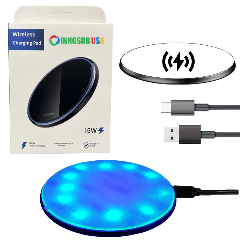 Sublimation Wireless Charging LED Pad Compatible with iPhone & Samsung