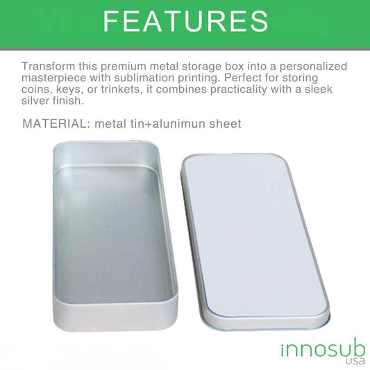 Sublimation Blanks Rectangular Tin Box | Gift Metal Boxes | Pencil Case