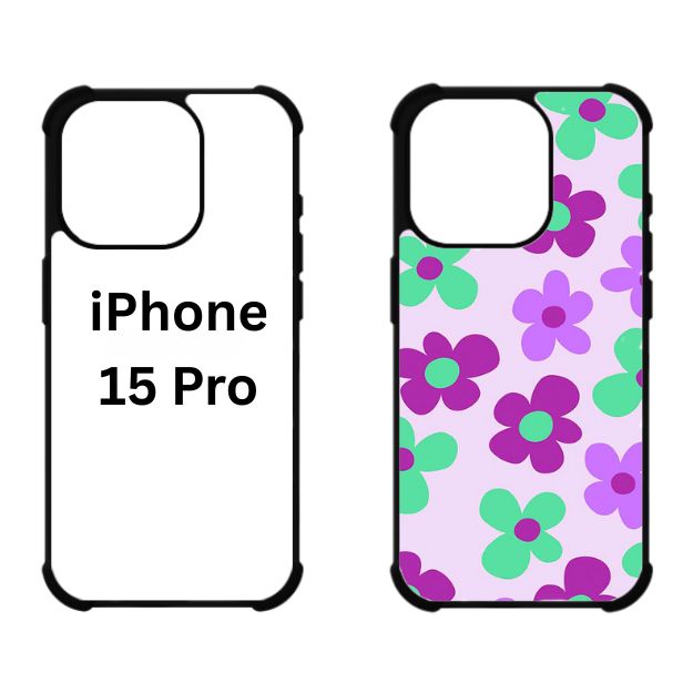 Sublimation Blanks 2D Bumper Anti-Shock Case for iPhone 15|16|17 Series - With White Glossy Aluminum Insert
