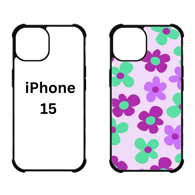 Sublimation Blanks 2D Bumper Anti-Shock Case for iPhone 15|16|17 Series - With White Glossy Aluminum Insert