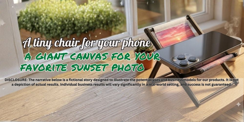 A tiny chair for your phone, a giant canvas for your favorite sunset photo. 🌅📸