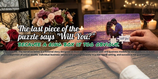 The last piece of the puzzle says "Will You?" because a ring box is too obvious. 💍💒