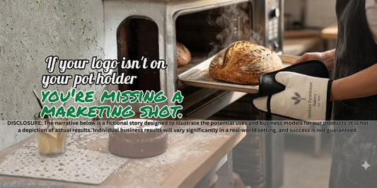 For the home-bakery owners: If your logo isn't on your pot holder, you're missing a marketing shot. 🥖🏠