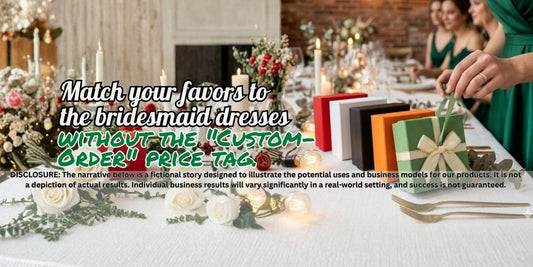 Match your favors to the bridesmaid dresses without the "Custom-Order" price tag. 👰🎨