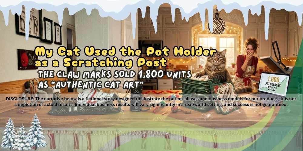 My Cat Used the Pot Holder as a Scratching Post – The Claw Marks Sold 1,800 Units as “Authentic Cat Art”