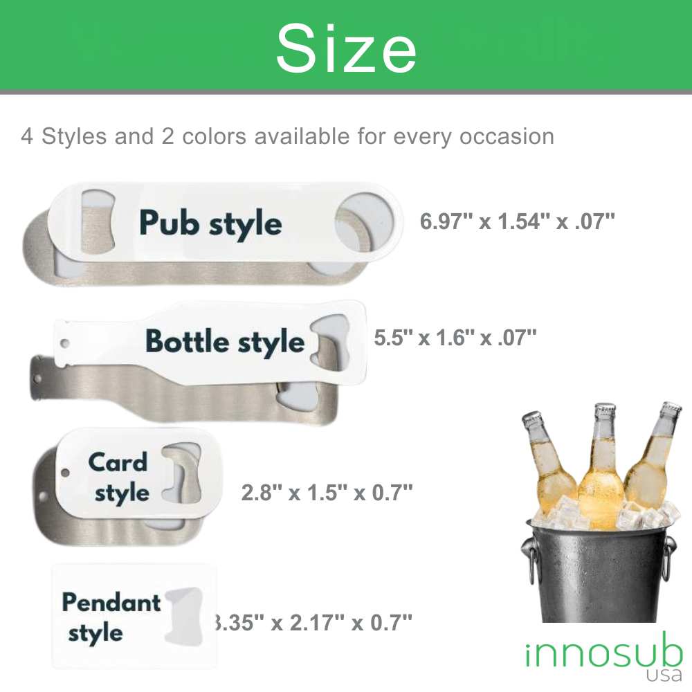 Sublimation blanks Bottle Opener Blanks | Print 2 Sided |Silver |White | by INNOSUB USA