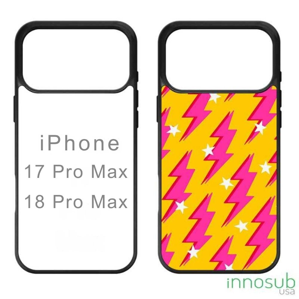 Sublimation Phone Black Rubber Cases for iPhone 18|17|16|15|14|13|12|11|Air|Plus|Pro|ProMax - Aluminum Insert