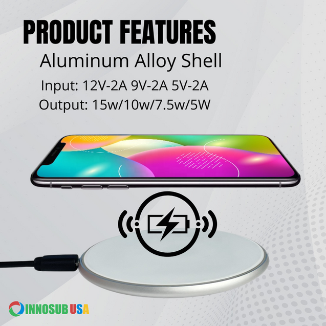 Sublimation Blanks Wireless Charger Pad – 10W Sublimacion Rapido Charge LED Pad Compatible with iPhone, Samsung