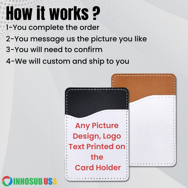Personalized Card Holder PU Leather Custom 1 Slot by INNOSUB USA