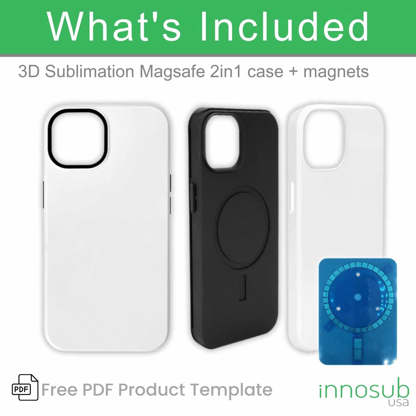 Sublimation Blanks 3D Magnetic Phone Cases for iPhone 12 13 14 15 16 |  2in1 Tough Case