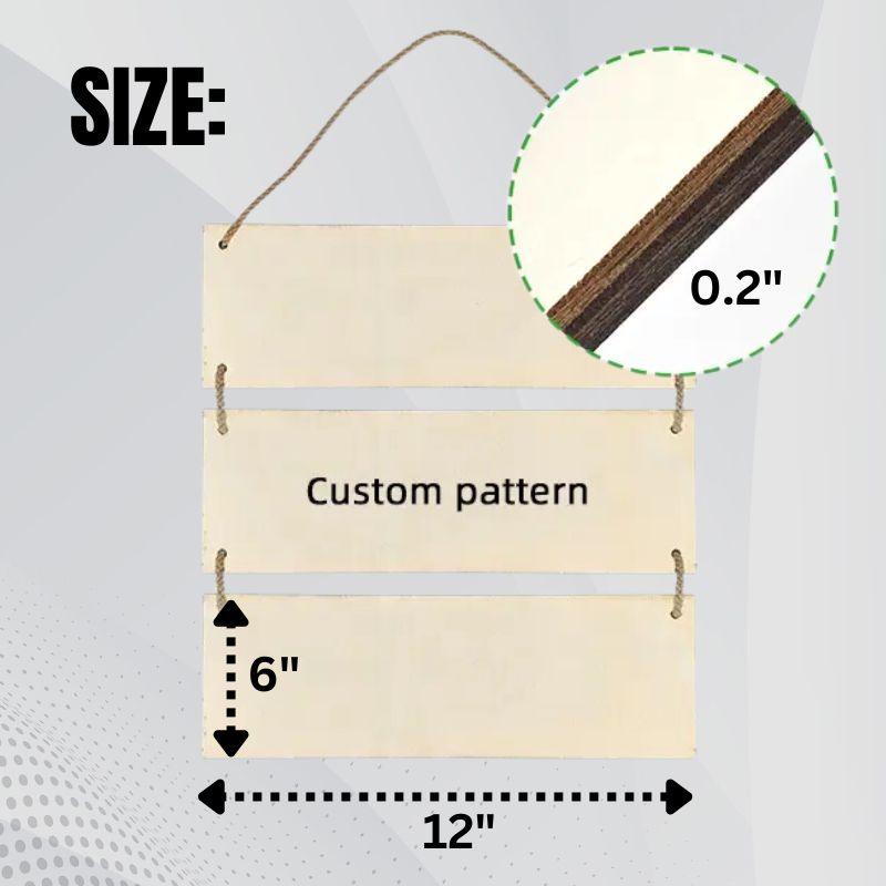 3 Pcs Sublimation blank Wall Hanging Sign with Hemp Rope, Door Hanger Blanks