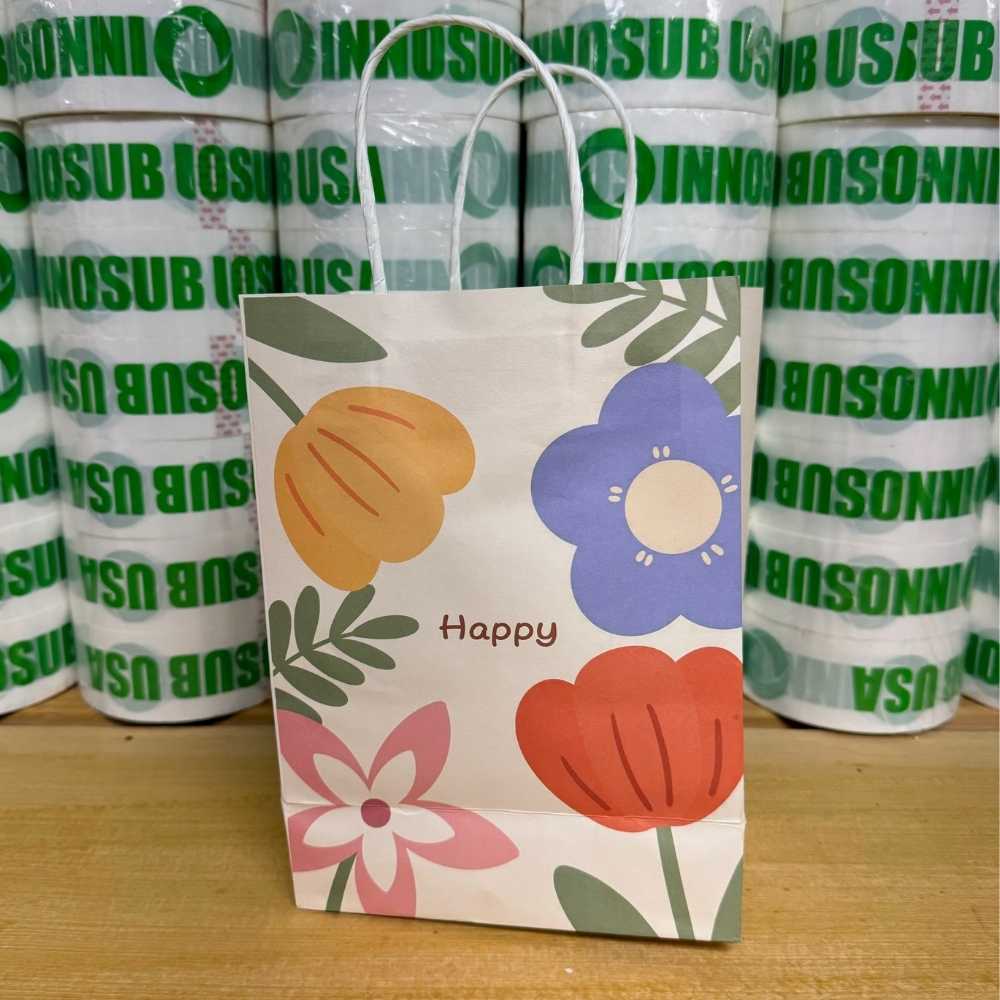 Floral Gift Bag - Size:15*8*21cm [K5] Paper Gift Bags, Kraft Paper Party Favor Bags Bulk