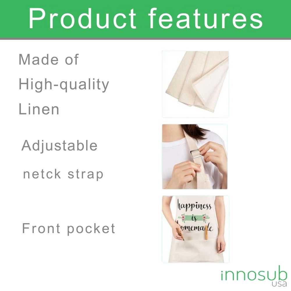 Sublimation Blank Apron for Kitchen Aprons with Pockets Unisex by Innosub USA