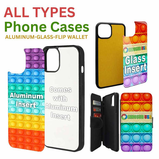 Sublimation Phone Rubber Cases for iPhone 16/15/14/13/12/11 | Aluminum | Glass