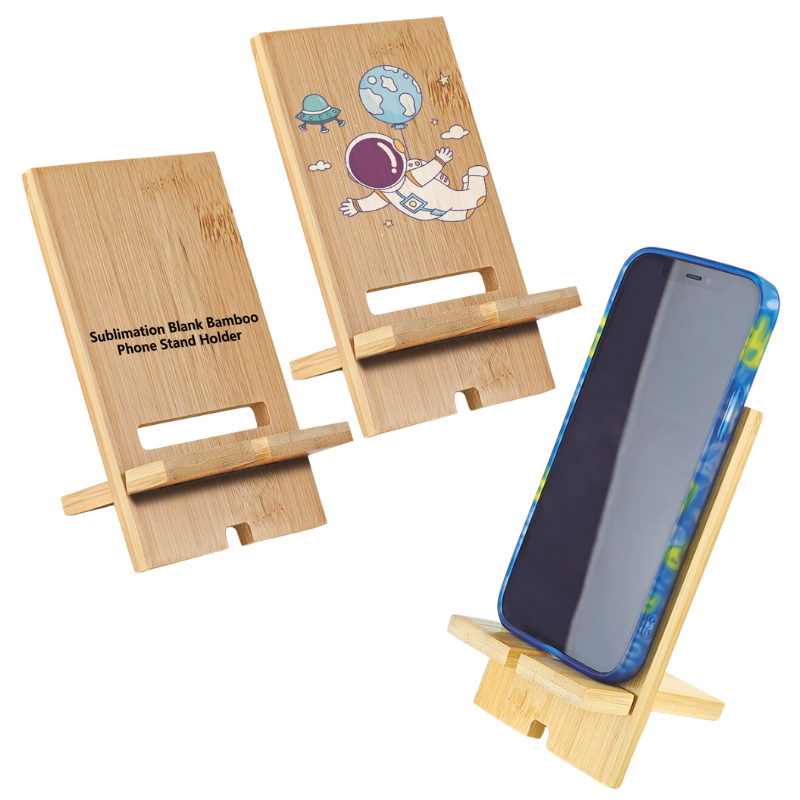 Sublimation Blanks Bamboo Mobile Phone Stand-Holder For iPhone/Android