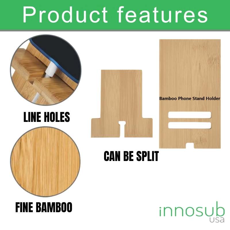Sublimation Blanks Bamboo Mobile Phone Stand-Holder For iPhone/Android