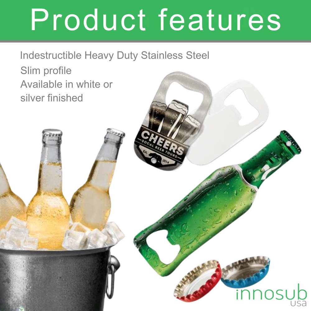 Sublimation blanks Bottle Opener Blanks | Print 2 Sided |Silver |White | by INNOSUB USA
