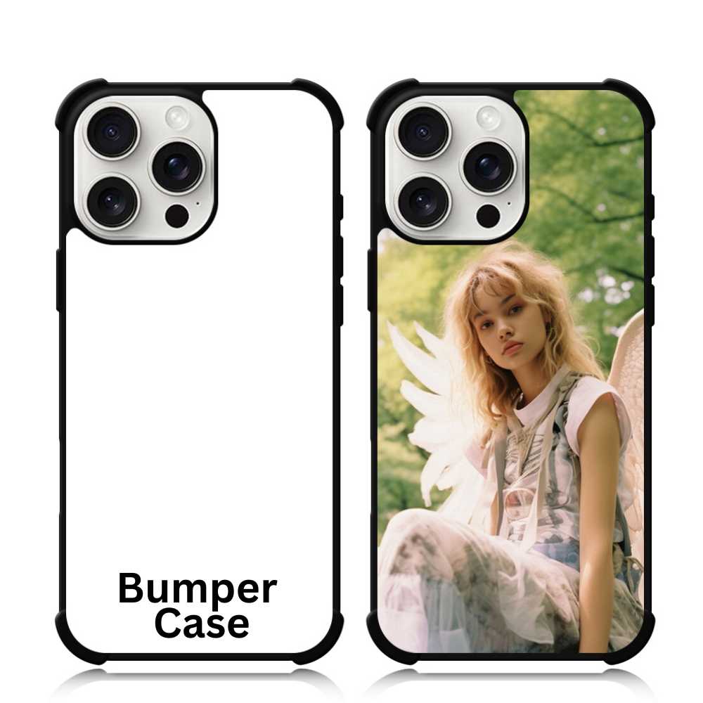 Sublimation Blanks 2D Bumper Anti-Shock Case for iPhone 15/16 Series - With White Glossy Aluminum Insert