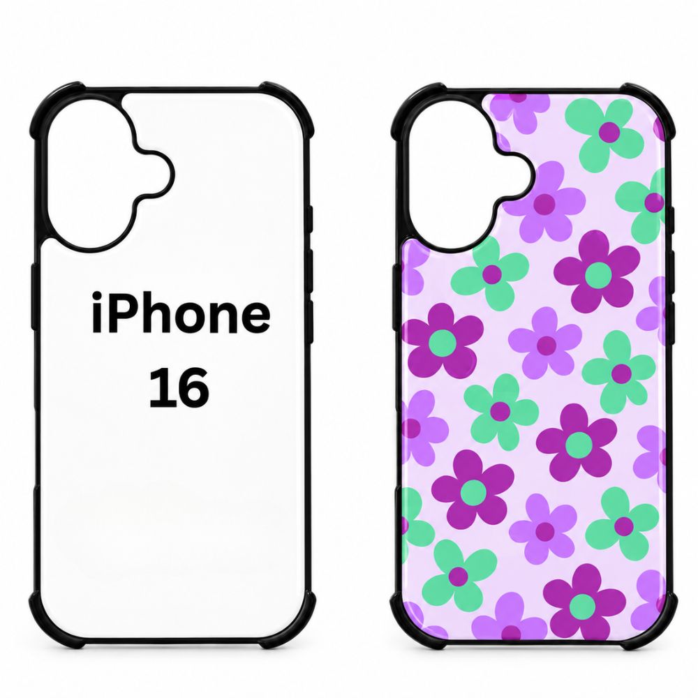 Sublimation Blanks 2D Bumper Anti-Shock Case for iPhone 15|16|17 Series - With White Glossy Aluminum Insert