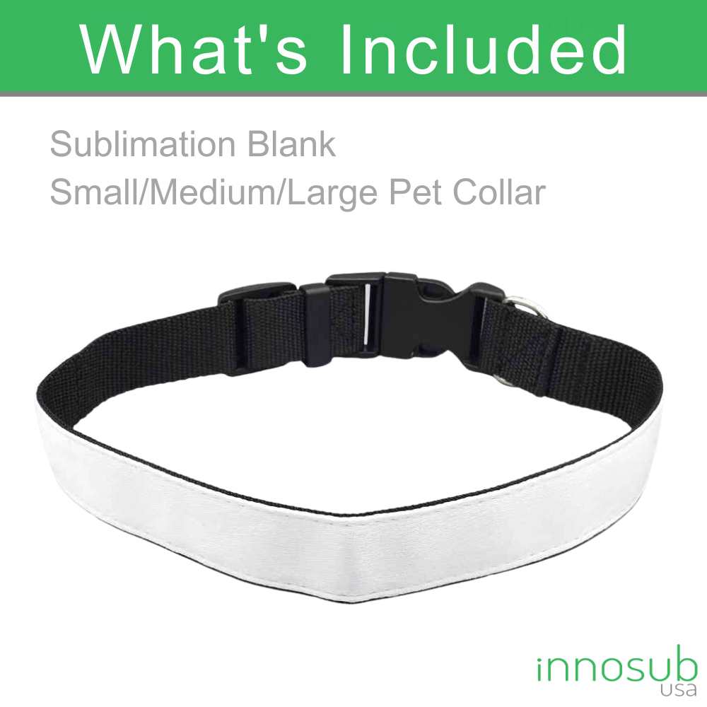 Sublimation Blanks Dog Collar Polyester Adjustable by INNOSUB USA - 3 Sizes