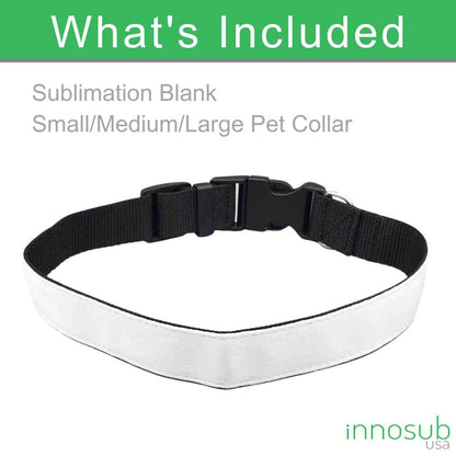 Sublimation Blanks Dog Collar Polyester Adjustable by INNOSUB USA - 3 Sizes