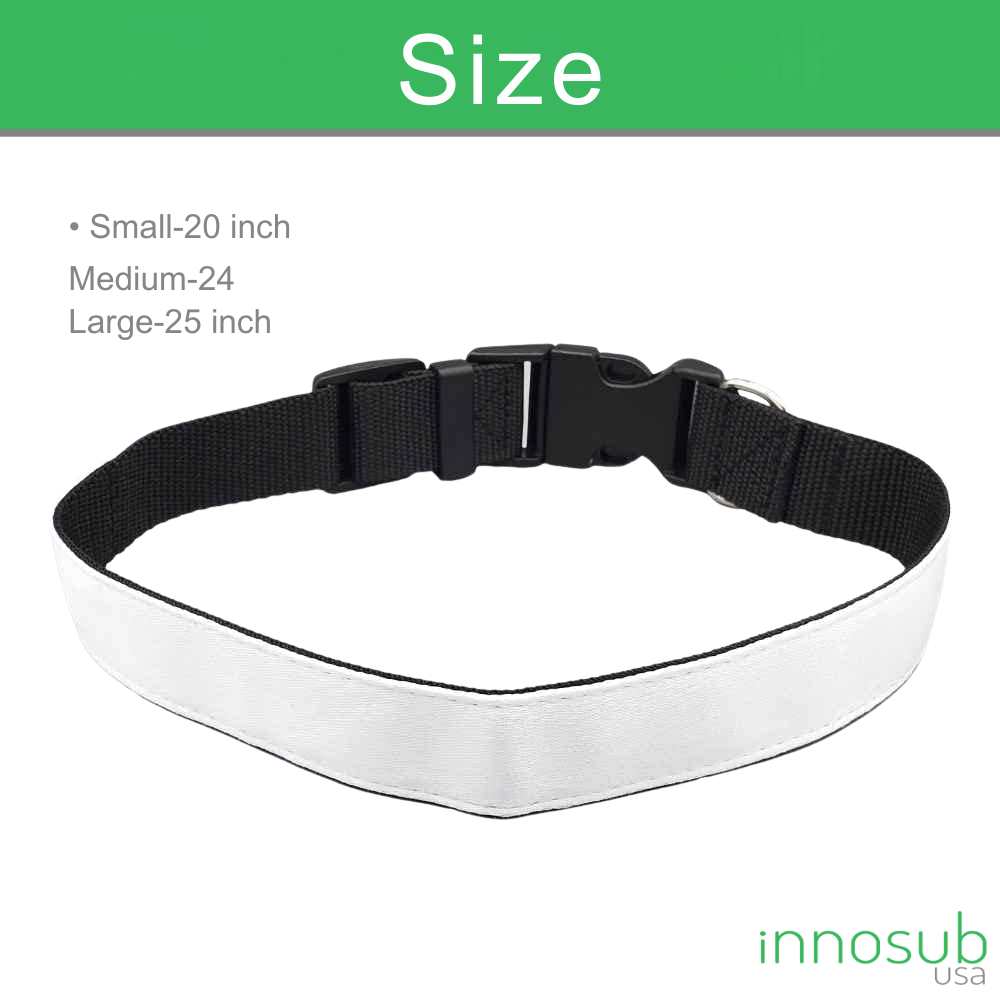 Sublimation Blanks Dog Collar Polyester Adjustable by INNOSUB USA - 3 Sizes