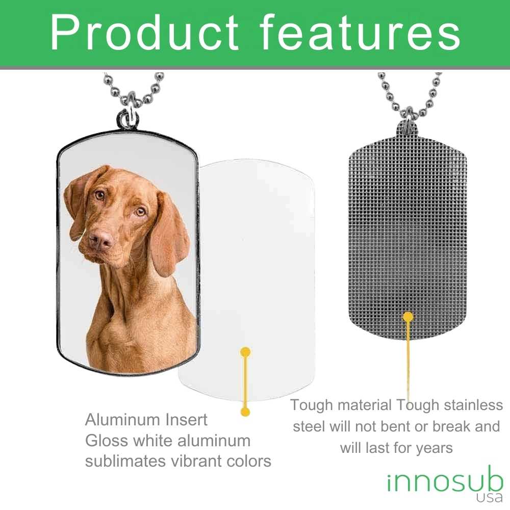 Sublimation Blanks Dog Tag | Custom Military Blank ID Tag - 1 Sided With Insert by INNOSUB USA