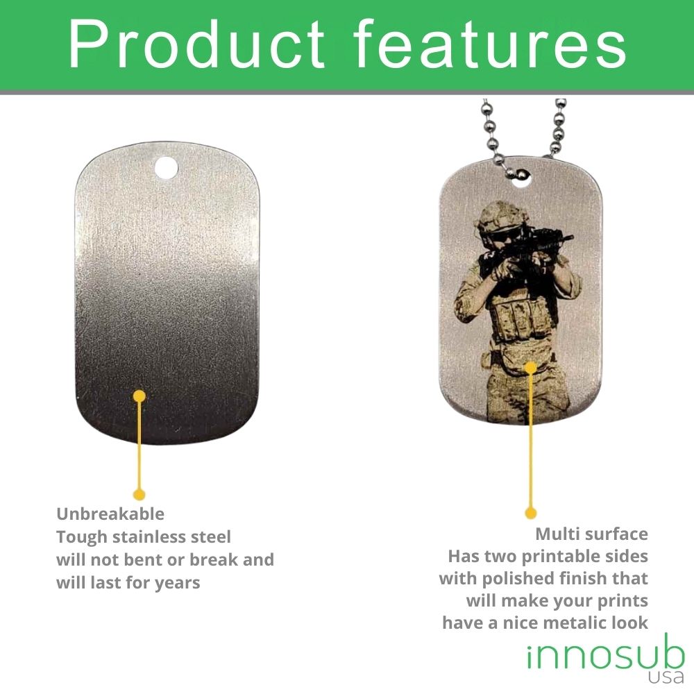 Sublimation Dog Tag Necklace Blank - 2 Sided | Custom Military Id |  Sublimation Pet ID by INNOSUB USA