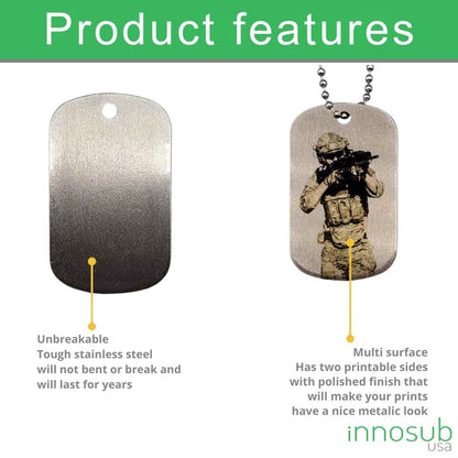 Sublimation Dog Tag Necklace Blank - 2 Sided | Custom Military Id |  Sublimation Pet ID by INNOSUB USA