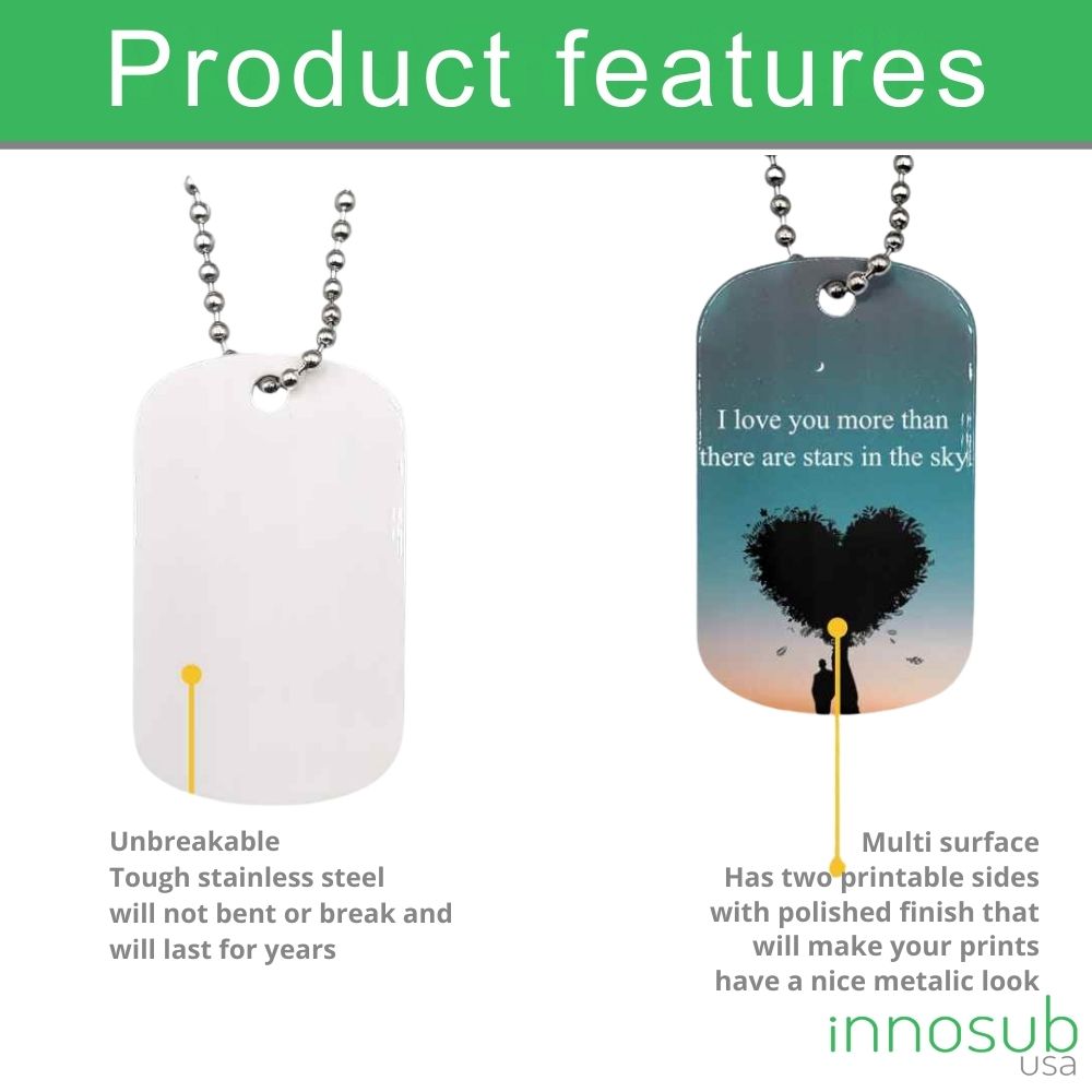 Sublimation Dog Tag Necklace Blank - 2 Sided | Custom Military Id |  Sublimation Pet ID by INNOSUB USA