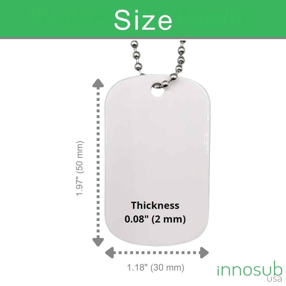 Sublimation Dog Tag Necklace Blank - 2 Sided | Custom Military Id |  Sublimation Pet ID by INNOSUB USA