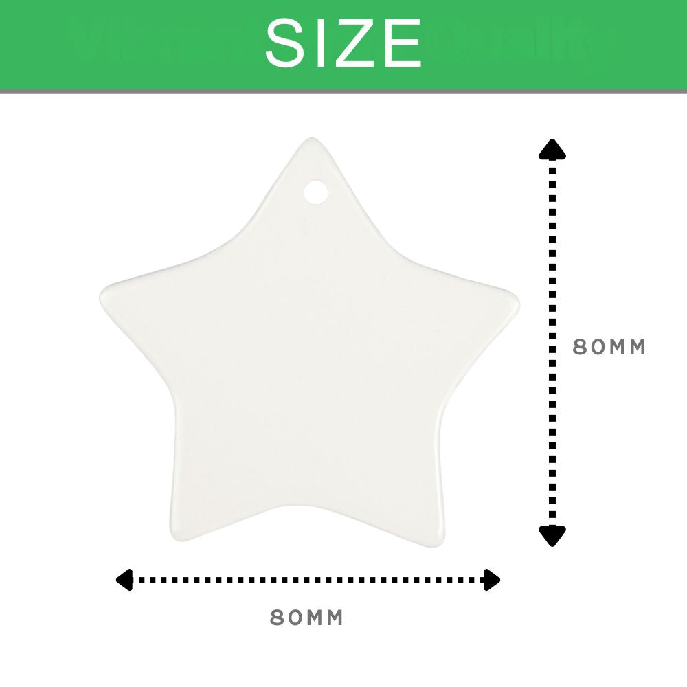 Customizable white glossy porcelain star Christmas tree ornament for heat transfer printing