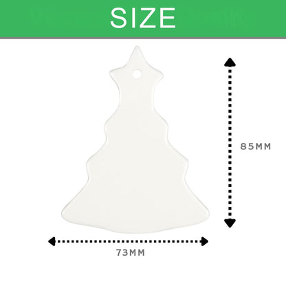 Sublimation blank double-sided Christmas tree ceramic ornament with gold string 85x73mm