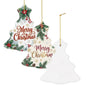 Customizable white glossy porcelain tree-shaped Christmas ornament for heat transfer printing