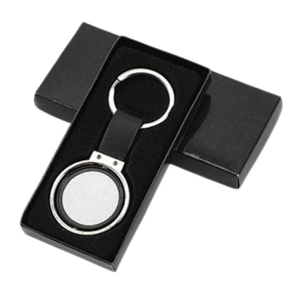 Double-sided Leather Strap Round Keychain