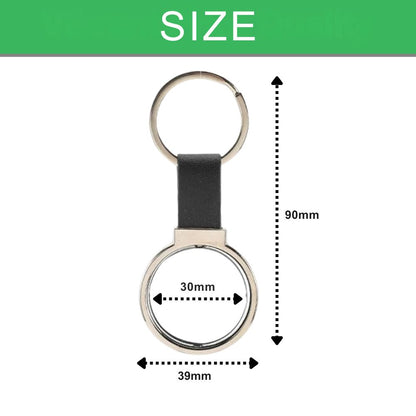 Double-sided Leather Strap Round Keychain