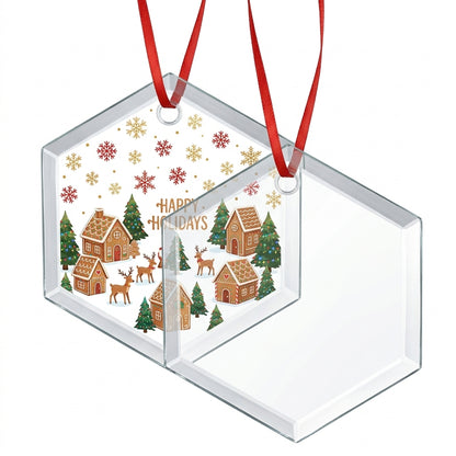 Single-sided Frosted Glass Ornament - Hexagon