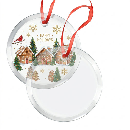 Customizable 80mm translucent frosted glass round ornament blank for heat transfer printing