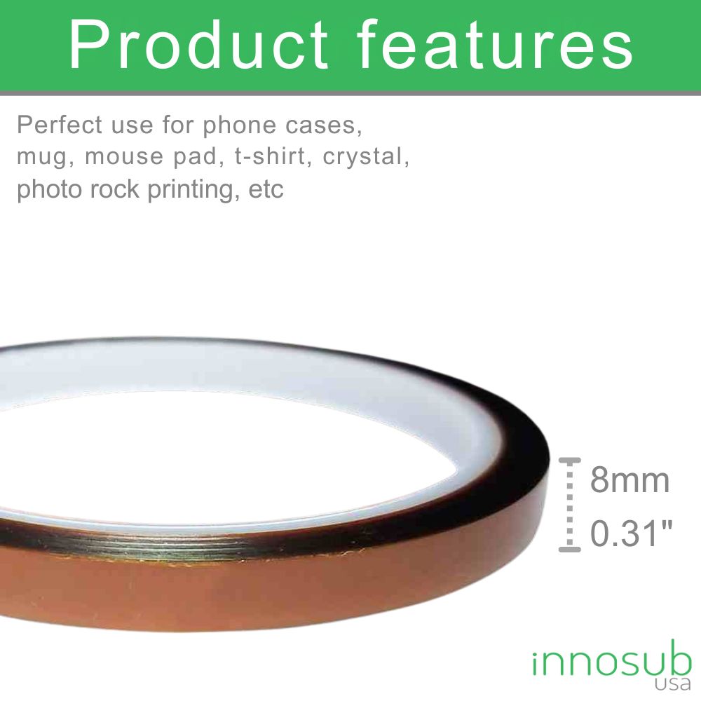 2X Sublimation Heat Tape, No Residue, High Temperature Tape - 12mm & 8mm