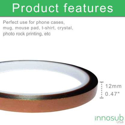 2X Sublimation Heat Tape, No Residue, High Temperature Tape - 12mm & 8mm