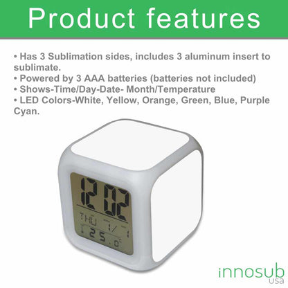 Sublimation Blanks Kids LED Alarm Clock | With 3 Aluminum Inserts