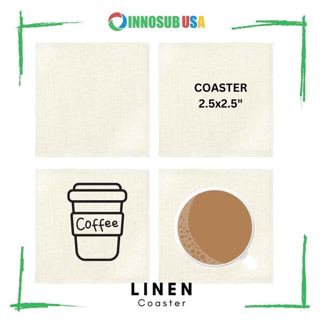 innosub usa sublimation blank linen coaster