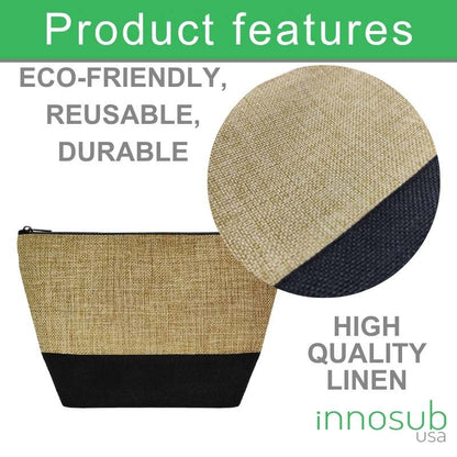 Sublimation Blanks Linen Cosmetic Bag Pencil Bags 24*18.5cm - Brown