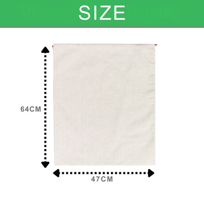 Large sublimation blank linen Santa sack with red drawstring closure 64x47cm
