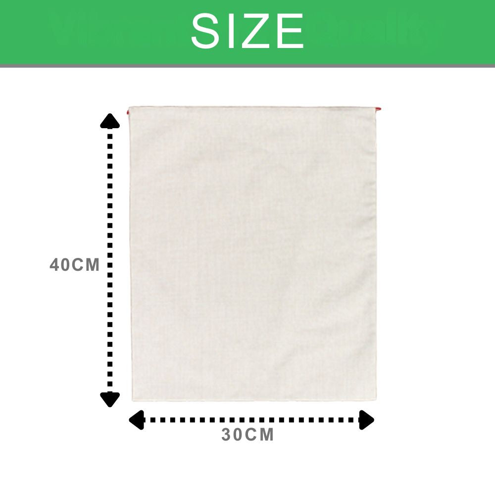 Small sublimation blank linen Santa sack with red drawstring closure 40x30cm